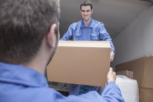 Office moving team preparing desks and boxes for a Bexley business relocation