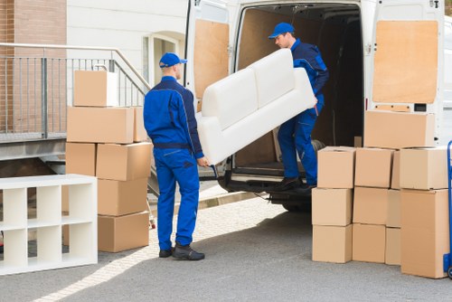 Removal van and boxed belongings ready for a small move in Bexley
