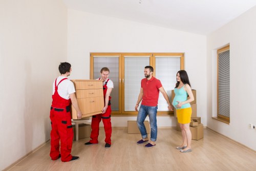 Donated furniture and household items prepared for charity reuse
