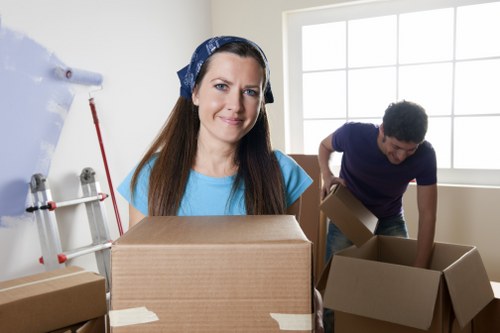 Packed moving boxes and furniture prepared for Bexley removals